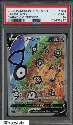 2022 Pokemon Japanese SWSH Paradigm Trigger #103 Unown V FA PSA 10 - Image 1
