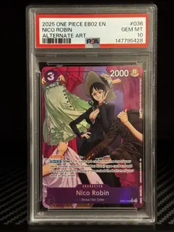 2025 ONE PIECE TCG EB02 EN ALTERNATE ART NICO ROBIN #036 PSA 10 GEM MINT!!! - Image 1