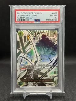 2025 ONE PIECE OP12-037 LEGACY OF THE MASTER DEAD MAN'S GAME ALT ART PSA 10 - Image 1