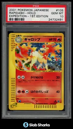 2001 POKEMON JPN #105/128 RAPIDASH HOLO EXPEDITION 1ST EDITION PSA 10 - Image 1