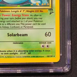 Venusaur 18/130 2000 Pokemon Base Set 2 Unlimited Holo Rare CGC 8.5 NM/Mint+ - Image 5