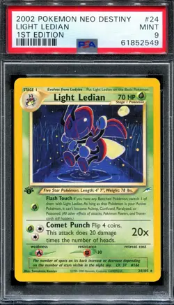 PSA 9 Pokemon 2002 1st Edition Neo Destiny Light Ledian Rare #24 - Image 1