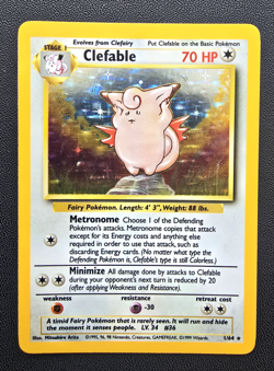 Pokemon Clefable 1/64 No Set Symbol Jungle Unlimited TCG Holo Rare Misprint - Image 1