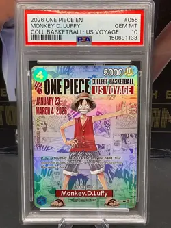 2026 One Piece English P-055 Monkey D Luffy College Basketball US Voyage PSA 10 - Image 1