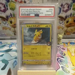 PSA 10 Playing in the Sea Pikachu Japanese Pokemon Center Promo Card 392/SM-P - Image 1