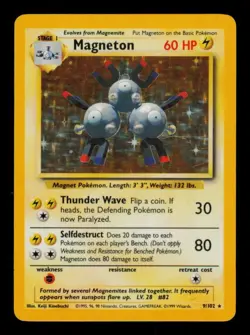 Pokemon Card Magneton 9/102 Base Set Rare Vintage Original Holo WOTC LP 1999 - Image 1
