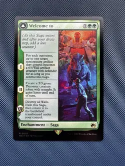 MTG Magic the Gathering REX Borderless Foil #7 Welcome to Jurassic Park World - Image 1