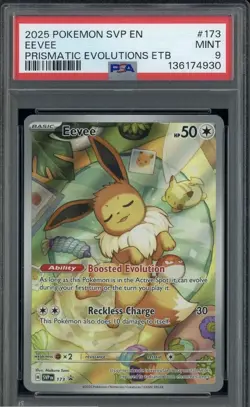 Auction #2 2025 Pokemon SVP EN Prismatic Evolutions ETB #173 Eevee PSA 9 - Image 1