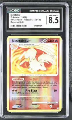CGC 8.5 Ninetales 2007 Mysterious Treasures 32/123 Reverse Holo Pokemon Card - Image 1