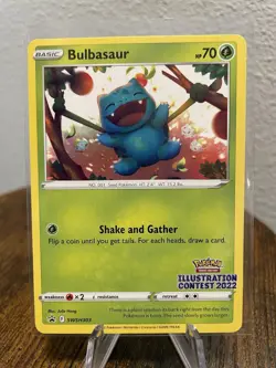 Pokemon TCG: Bulbasaur SWSH303 Black Star Promo Illustration Contest 2022 - LP - Image 1