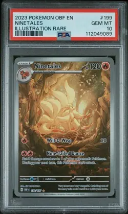 PSA 10 GEM MINT Pokemon Ninetales 199/197 Illustration Rare 2023 Obsidian Flames - Image 1