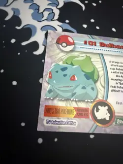 BULBASAUR #01, Series 1 - 2000, Topps TV Animation Chrome Pokemon Card Holo - Image 4