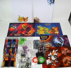 POKEMON MIXED LOT OF (23) ITEMS PENCILS,MARKERS,STICKERS,DICE & NOTEPADS RANDOM - Image 1
