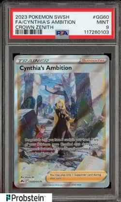2023 Pokemon SWSH Crown Zenith #GG60 Cynthia's Ambition FA PSA 9 MINT - Image 1