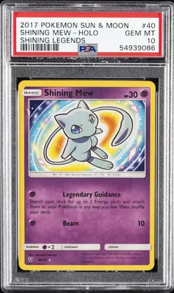 2017 POKEMON SUN & MOON SHINING LEGENDS #40 SHINING MEW-HOLO PSA 10 - Image 1