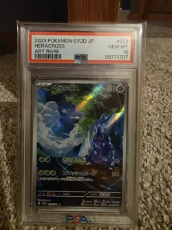 2023 POKEMON JPN SV2D-CLAY BURST ART RARE #072 HERACROSS PSA 10 - Image 1