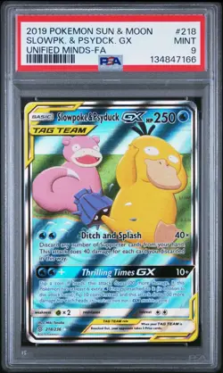 Pokemon 2019 Slowpoke & Psyduck GX 218/236 Tag Team Unified Minds PSA 9 🔥🔥🔥 - Image 1