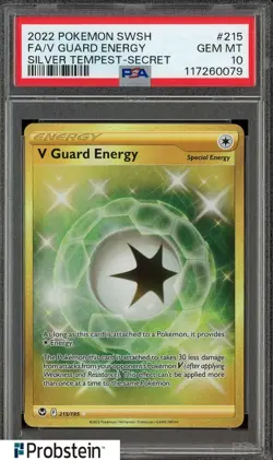 2022 Pokemon SWSH Silver Tempest #215 V Guard Energy FA Secret PSA 10 GEM MINT - Image 1