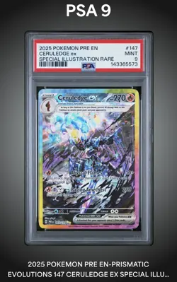 2025 POKEMON PRE EN-PRISMATIC EVOLUTIONS #147 CERULEDGE EX PSA 9 - Image 1