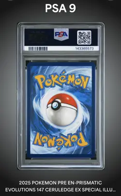 2025 POKEMON PRE EN-PRISMATIC EVOLUTIONS #147 CERULEDGE EX PSA 9 - Image 2