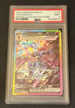 2025 POKEMON PRE EN-PRISMATIC EVOLUTIONS #147 CERULEDGE EX PSA 9 - Image 3