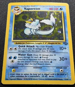 [Lp] Vaporeon Pokemon TCG Jungle 12/64 Holo Rare Vintage - Image 3