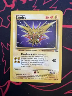 Pokemon TCG Zapdos 30/62 Vintage Non-Holo Rare Fossil Unlimited Set - Image 1