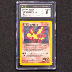 Rocket's Moltres 12/132 2000 Pokemon Gym Heroes Unlimited Holo Rare CGC 8 - Image 1