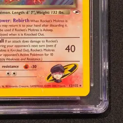 Rocket's Moltres 12/132 2000 Pokemon Gym Heroes Unlimited Holo Rare CGC 8 - Image 5