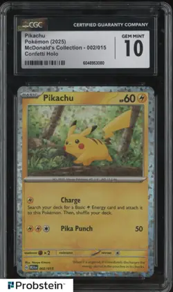 2025 Pokemon Mcdonald's Collection #002/015 Pikachu Confetti Holo CGC 10 - Image 1