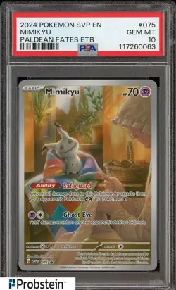 2024 Pokemon SVP EN Paldean Fates ETB Promo #075 Mimikyu PSA 10 GEM MINT - Image 1