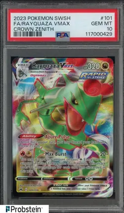 2023 Pokemon SWSH Crown Zenith #101 Rayquaza VMAX Full Art PSA 10 GEM MT - Image 1