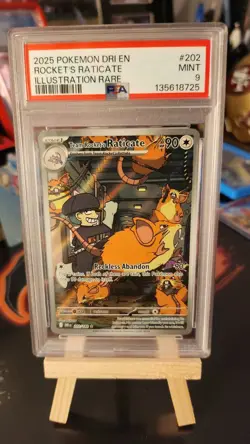 Pokemon PSA 9 Team Rocket's Raticate 202/182 Destined Rivals Illustration Rare - Image 1