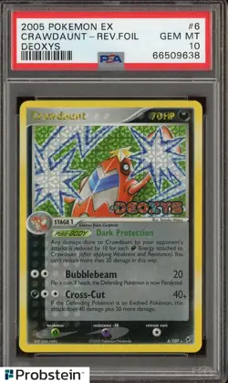2005 Pokemon Ex Deoxys #6 Crawdaunt Reverse Foil PSA 10 GEM MINT - Image 1