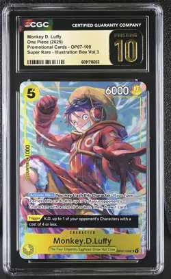 2025 ONE PIECE PROMO ILLUSTRATION BOX VOL.3 #109 MONKEY D. LUFFY CGC PRISTINE 10 - Image 1