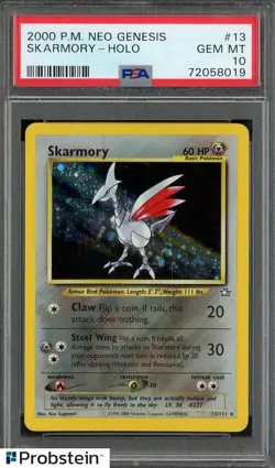 2000 Pokemon Neo Genesis #13 Skarmory Holo PSA 10 GEM MINT - Image 1