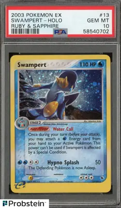 2003 Pokemon Ex Ruby & Sapphire #13 Swampert Holo PSA 10 GEM MINT - Image 1