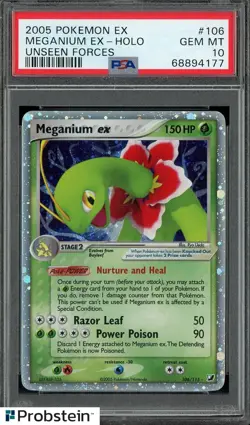 2005 Pokemon Ex Unseen Forces #106 Meganium Ex Holo PSA 10 GEM MINT - Image 1