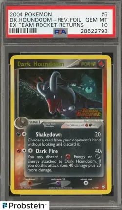 2004 Pokemon Ex Team Rocket Returns #5 Dark Houndoom Reverse Foil PSA 10 - Image 1