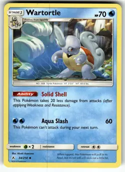 Wartortle 34/214 SM - Unbroken Bonds LP Pokemon Card TCG - Image 1