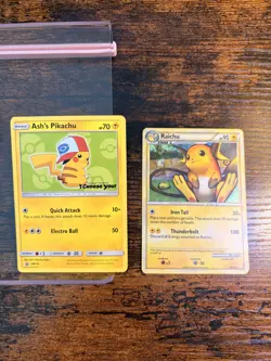 Pokemon TCG Ash's Pikachu SM112 & Raichu 10/123 Card Lot: LP. Free Shipping! - Image 1
