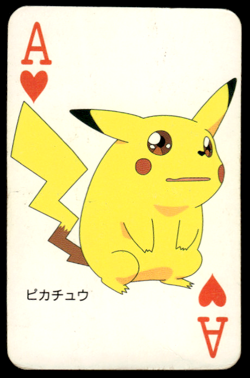 Pikachu Ace of Hearts Televi-Kun Poker Card Pokemon Japanese ~ HP - Image 1