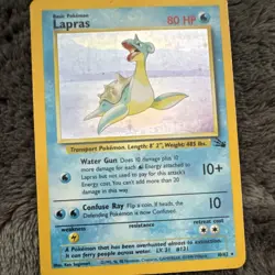 Pokemon TCG Lapras Holo Rare 80HP 10/62 Fossil 1999 English Vintage Card - Image 1