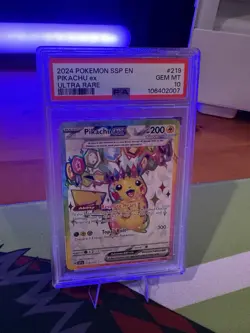 2024 Pokemon SSP Pikachu ex Ultra Rare PSA 10 Gem Mint Card - Image 3