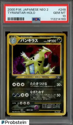 2000 Pokemon Japanese Neo 2 #248 Tyranitar Holo PSA 10 GEM MINT - Image 1