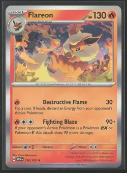 Flareon Rare SV: Scarlet & Violet 151 136/165 NM Pokemon Card Holo - Image 1