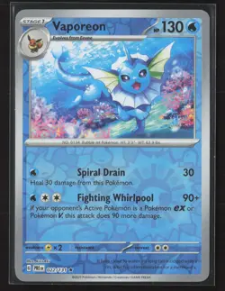 Vaporeon Rare SV: Scarlet & Violet 151 134/165 NM Pokemon Card Reverse Holo - Image 1