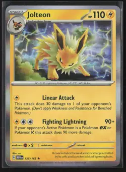 Jolteon Rare SV: Scarlet & Violet 151 135/165 NM Pokemon Card Holo - Image 1