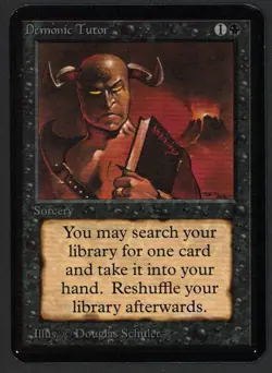 ***Alpha Demonic Tutor (Corner Indent)*** MTG Alpha Magic Kid Icarus - Image 1