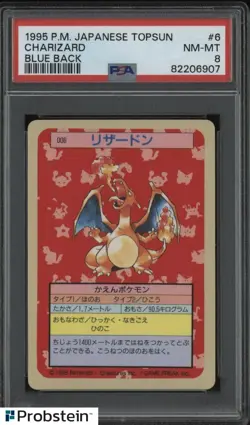 1995 POKEMON JAPANESE TOPSUN CHARIZARD BLUE BACK PSA 8 - Image 1